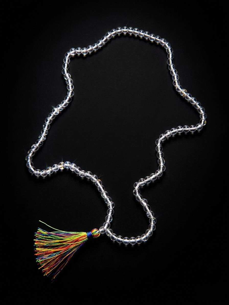 Clear Quartz Mala for Healing, Meditation & Positive Energy