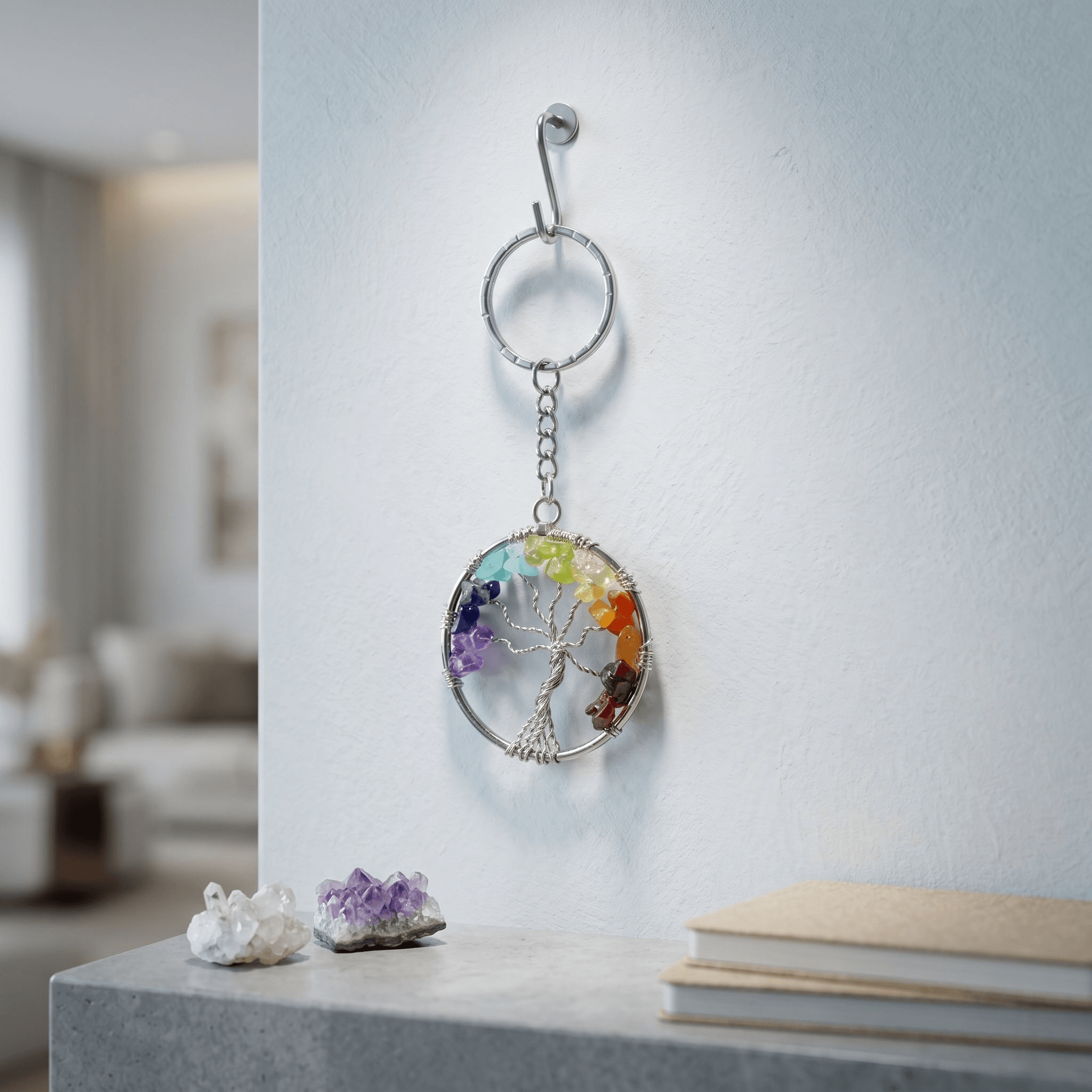 7 Chakra Stones Keychain for Energy Balance & Healing