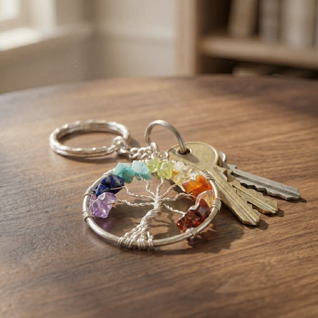 7 Chakra Stones Keychain for Energy Balance & Healing
