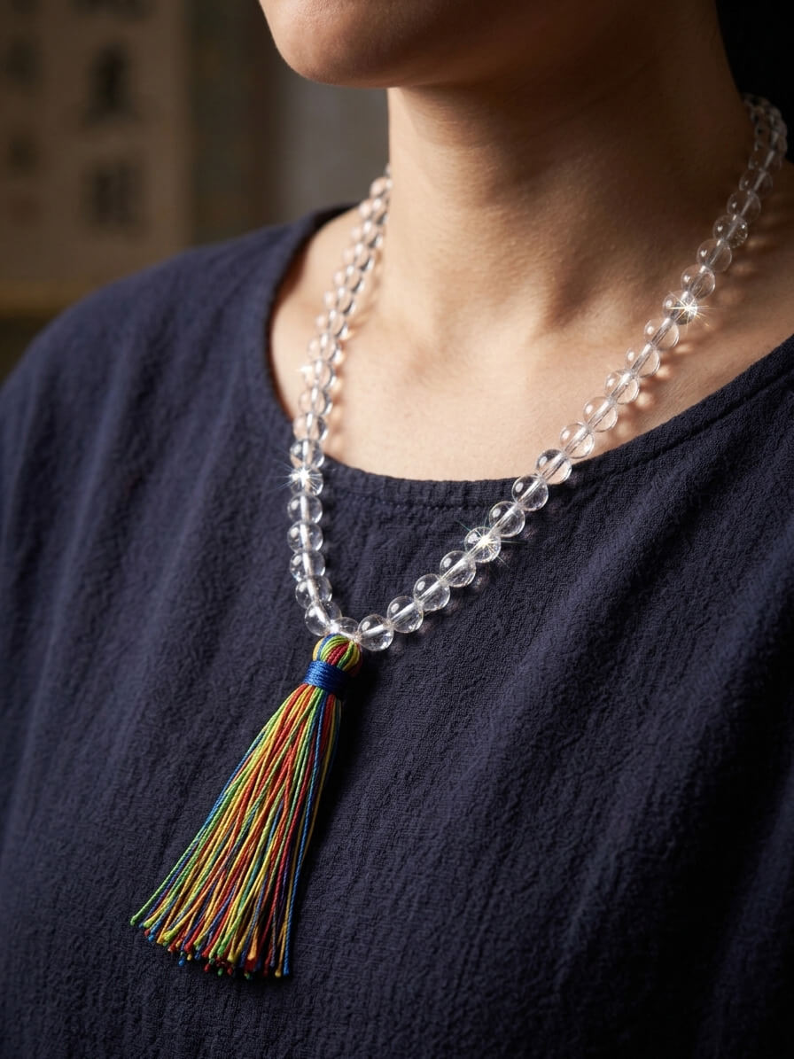 Clear Quartz Mala for Healing, Meditation & Positive Energy