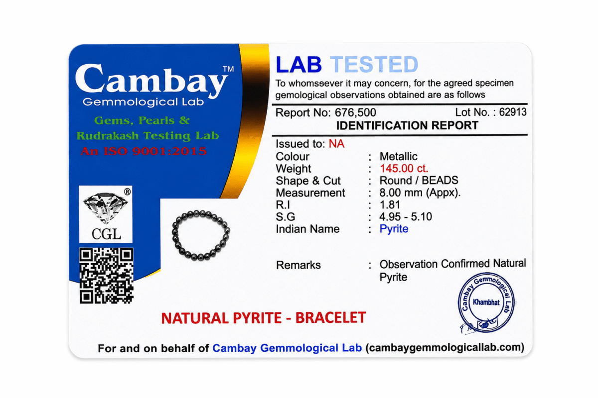 Certificate of Natural Energy Stones