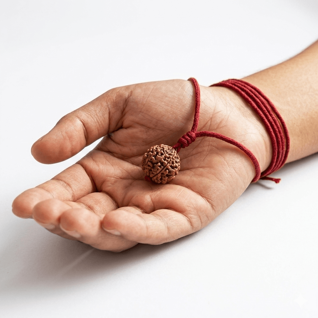 Original natural 5 Mukhi Rudraksha bead with five distinct faces for meditation, spiritual growth, peace, and positive energy
