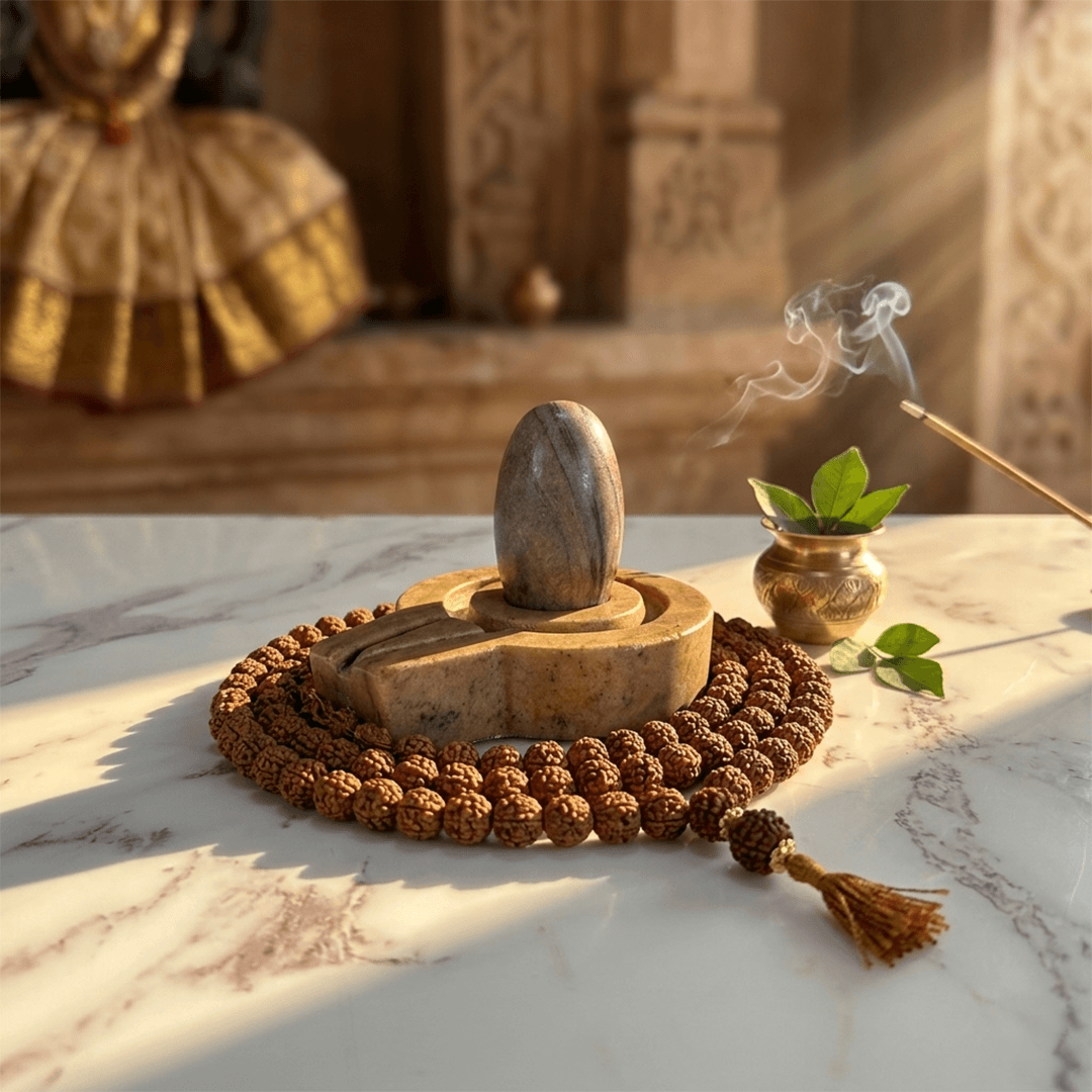 Image of orignal Narmadeshwar Shivling with jaladhari