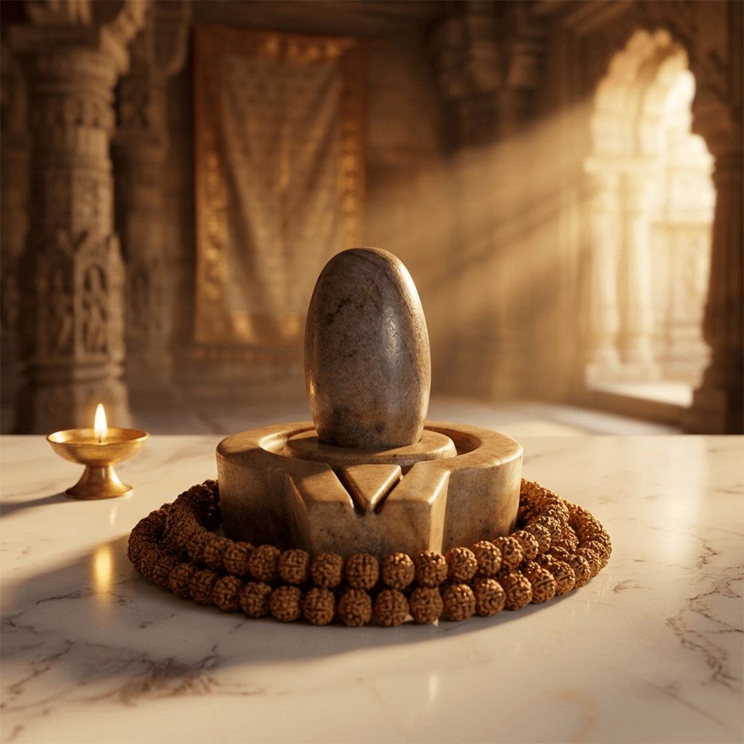 Image of orignal Narmadeshwar Shivling with jaladhari
