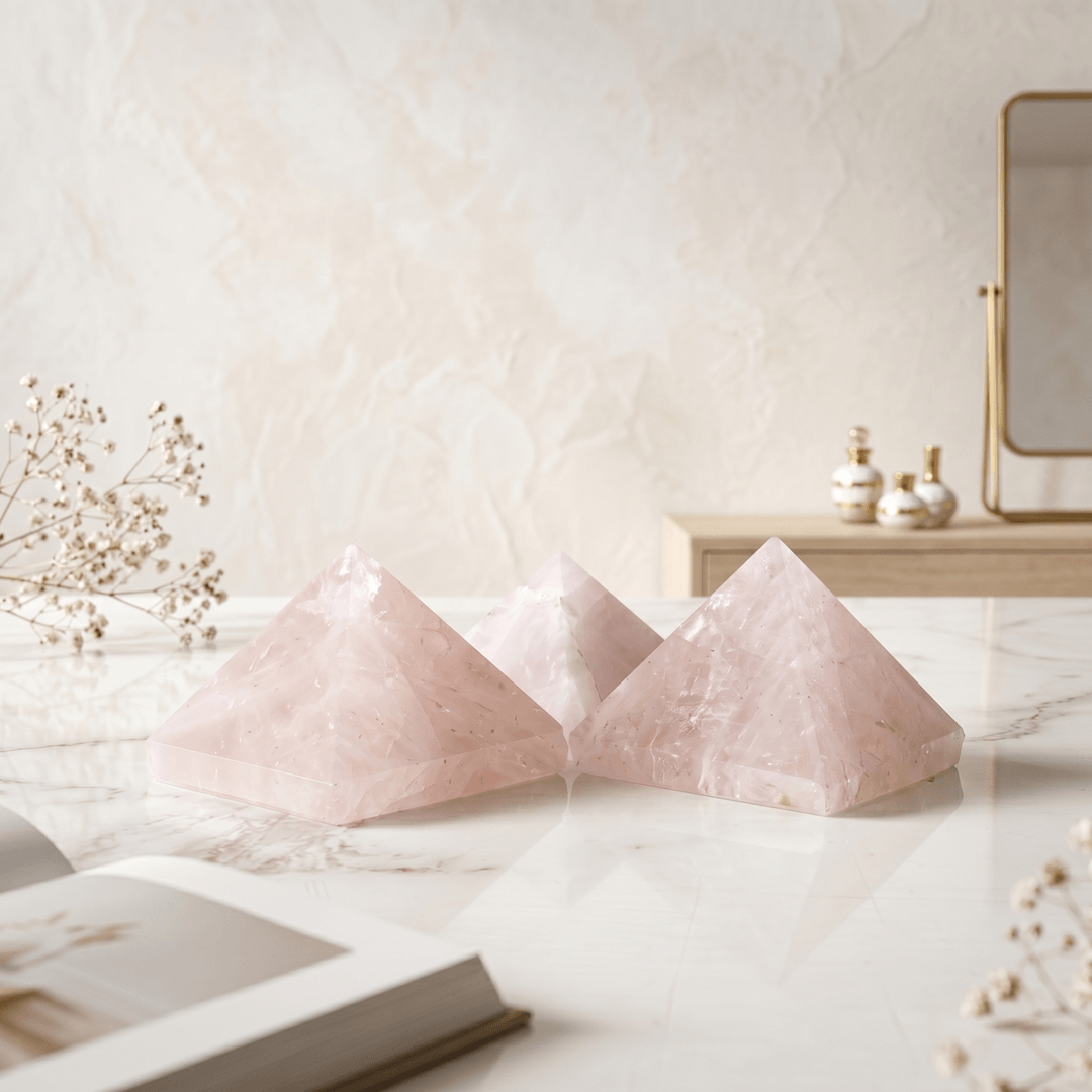 Buy Natural Rose Quartz Pyramid – Crystal of Love, Healing & Positive Energy.