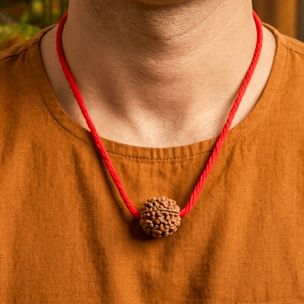Original natural 5 Mukhi Rudraksha bead with five distinct faces for meditation, spiritual growth, peace, and positive energy