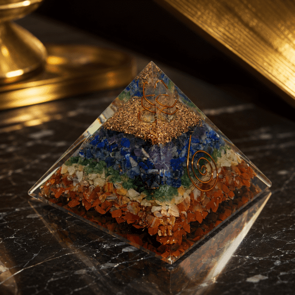 7 Chakra Orgonite Pyramid for Chakra Healing, Meditation & Positive Energy
