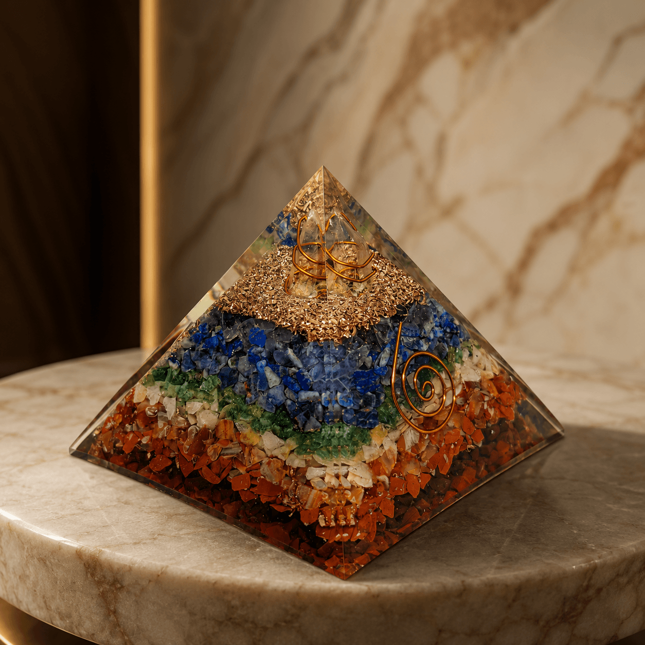 7 Chakra Orgonite Pyramid for Chakra Healing, Meditation & Positive Energy