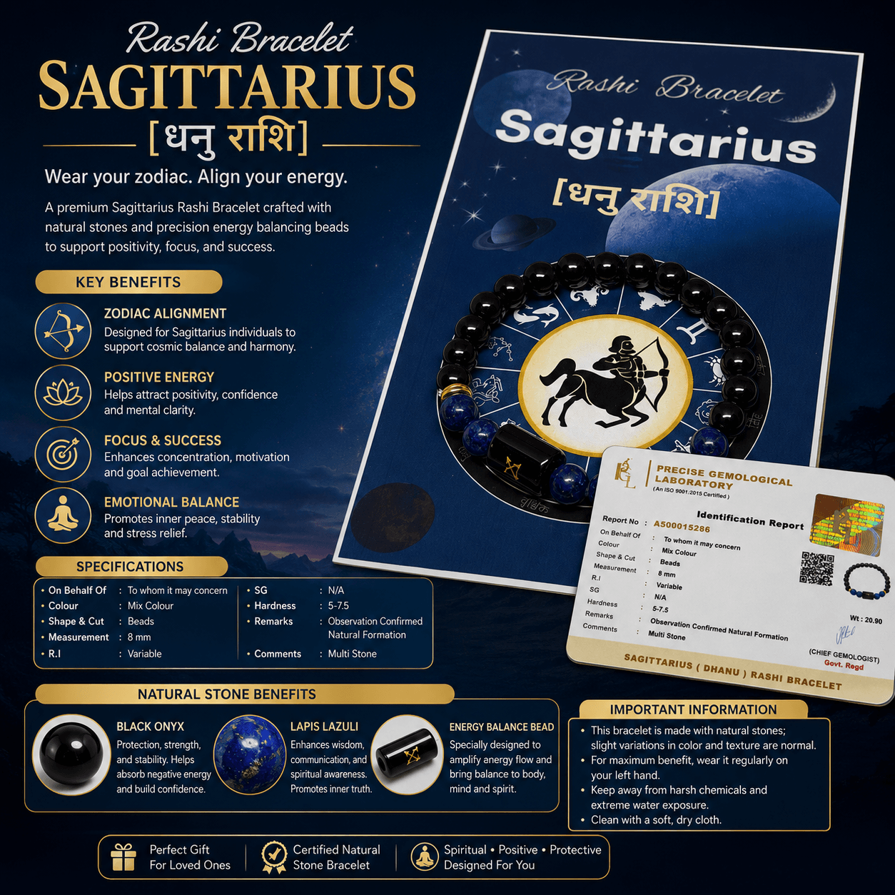 Sagittarius Zodiac Sign Bracelet (Dhanu Rashi) | Lucky Crystal Bracelet for Wisdom, Success, Adventure & Positive Energy Sagittarius Zodiac Sign Bracelet (Dhanu Rashi) | Lucky Crystal Bracelet for Wisdom, Success, Adventure & Positive Energy