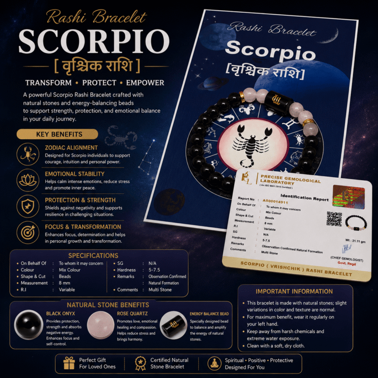 Scorpio Zodiac Sign Bracelet (Vrishchik Rashi) | Lucky Crystal Bracelet for Protection, Strength, Transformation & Positive Energy
