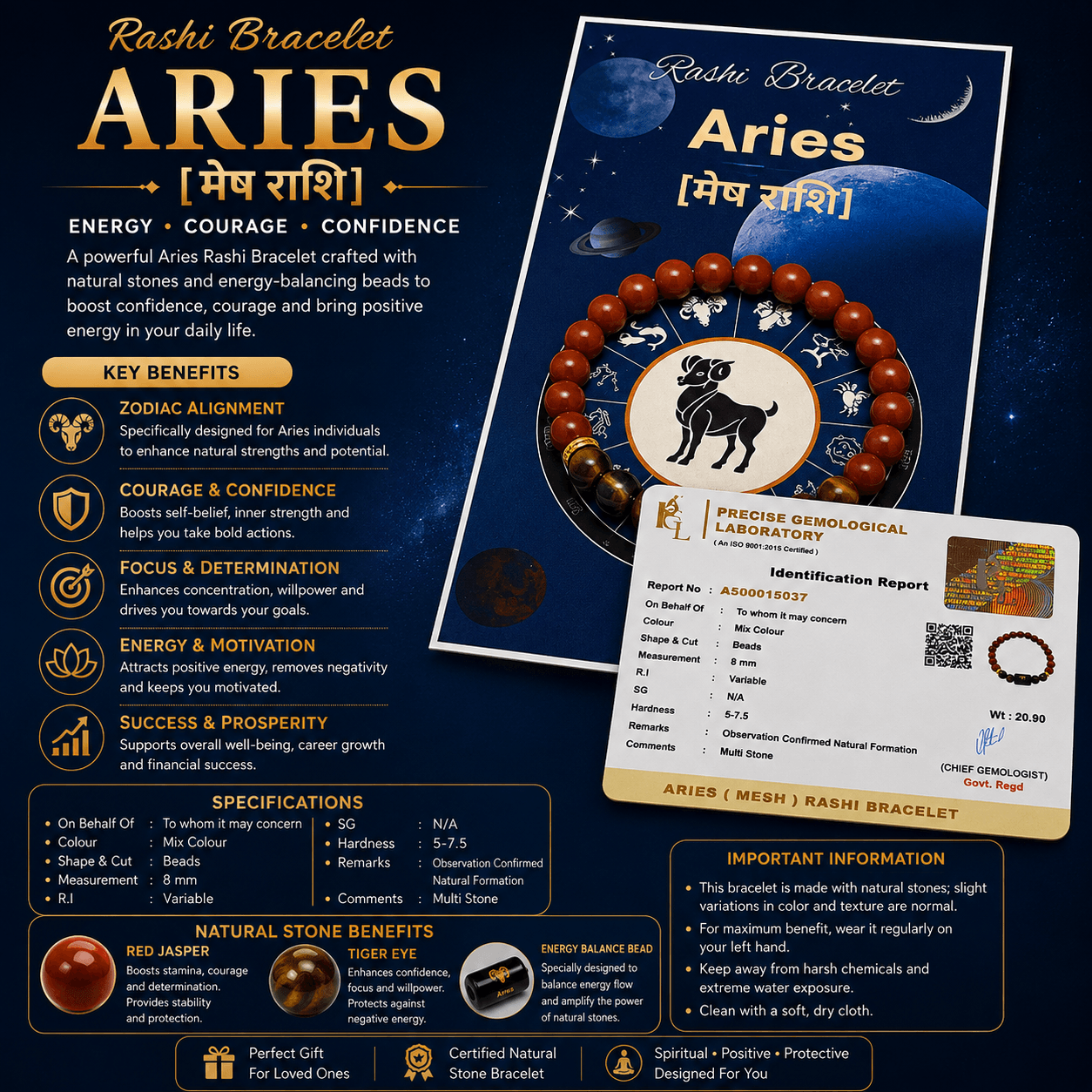 Aries Zodiac Crystal Bracelet