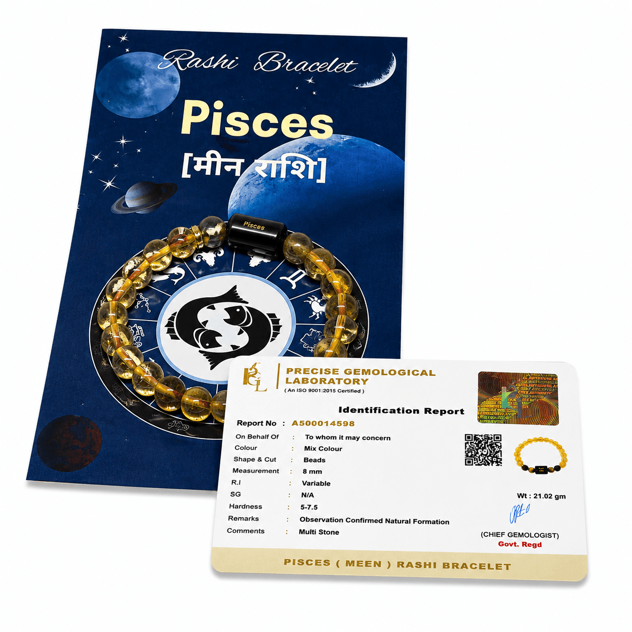 Pisces Zodiac Sign Bracelet (Meen Rashi) | Lucky Crystal Bracelet for Intuition, Emotional Balance, Spiritual Growth & Positive Energy