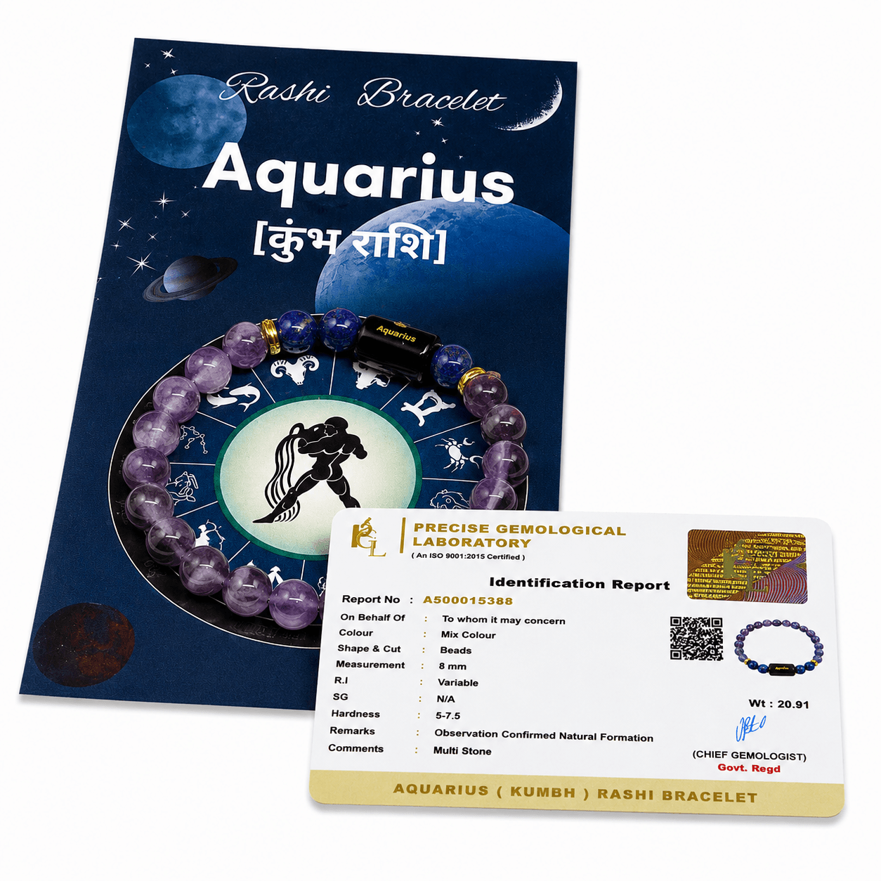 Aquarius Zodiac Sign Bracelet (Kumbh Rashi) | Lucky Crystal Bracelet for Innovation, Wisdom, Success & Positive Energy Aquarius Zodiac Sign Bracelet (Kumbh Rashi) | Lucky Crystal Bracelet for Innovation, Wisdom, Success & Positive Energy