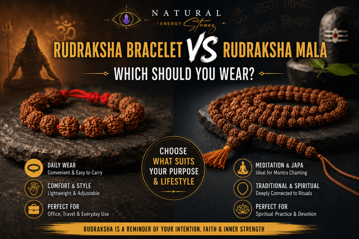 Rudraksha Bracelet vs Rudraksha Mala – Which Should You Wear? Complete Guide in Hinglish