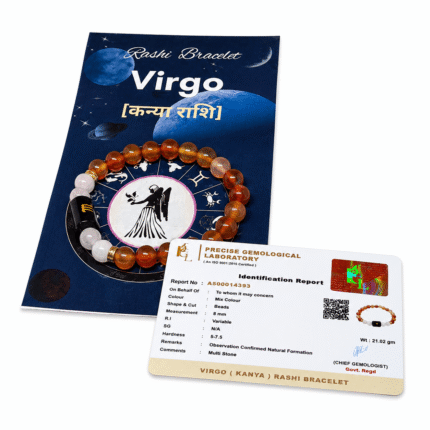 Virgo Zodiac Bracelet (कन्या राशि) – Natural Carnelian & Milky Quartz Crystal Bracelet