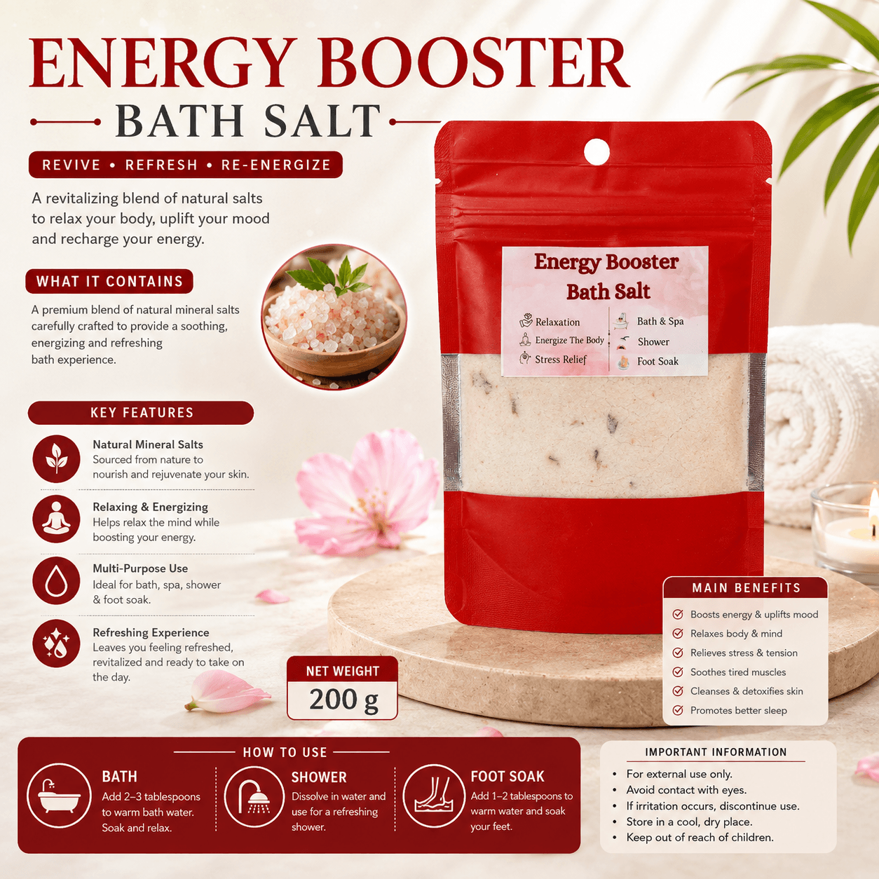 Energy Booster Bath Salt – Natural Energy Stones