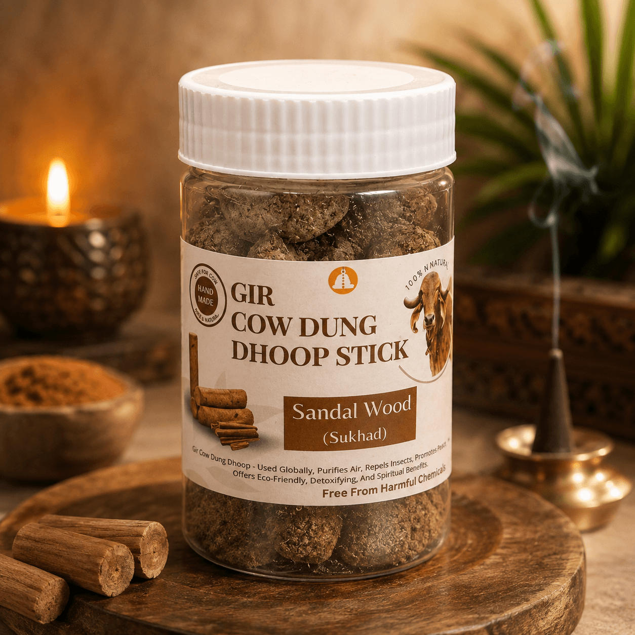 Gir cow dung dhoop sticks by Natural Energy Stones