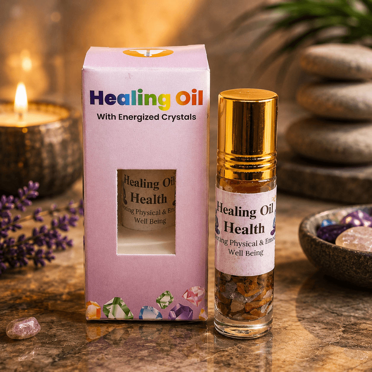 Healing Oil for Health with Red Jasper & Clear Quartz | Energized Crystal Healing Oil