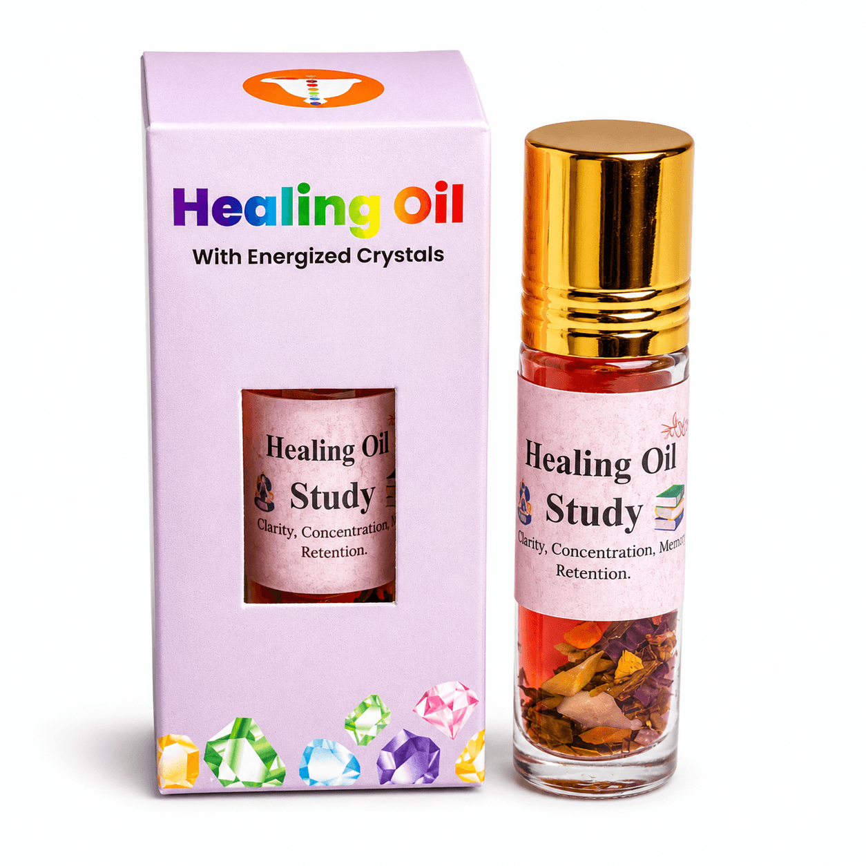 Healing Oil for Study with Tiger Eye, Citrine & Clear Quartz | Focus, Concentration & Positive Energy Oil Healing Oil for Study with Tiger Eye, Citrine & Clear Quartz | Focus, Concentration & Positive Energy Oil