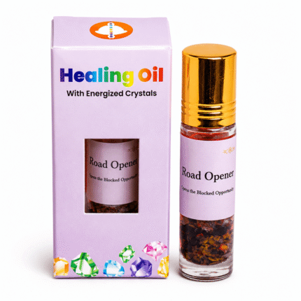 Road Opener Healing Oil with Energized Crystals – Black Obsidian, Pyrite, Clear Quartz & Citrine